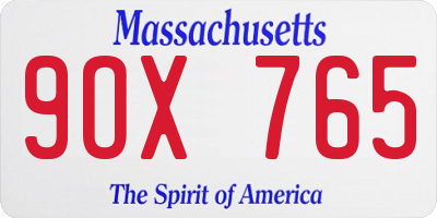 MA license plate 9OX765