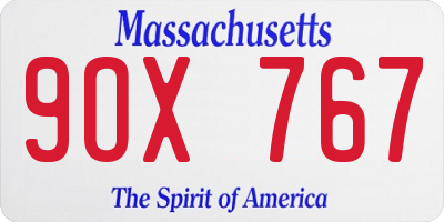 MA license plate 9OX767