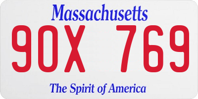 MA license plate 9OX769