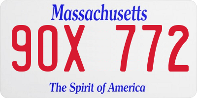 MA license plate 9OX772