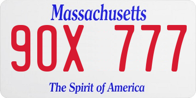 MA license plate 9OX777