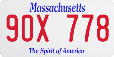 MA license plate 9OX778