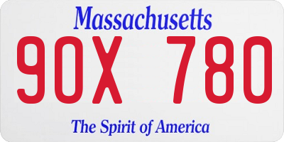 MA license plate 9OX780