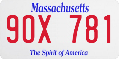 MA license plate 9OX781