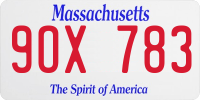 MA license plate 9OX783