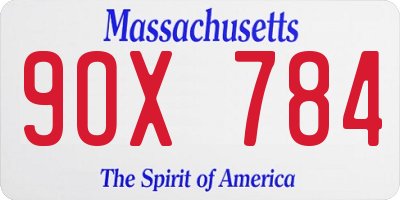 MA license plate 9OX784