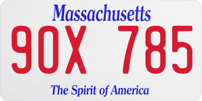 MA license plate 9OX785