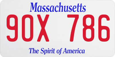 MA license plate 9OX786