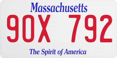 MA license plate 9OX792