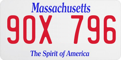 MA license plate 9OX796