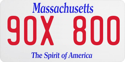 MA license plate 9OX800