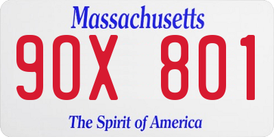 MA license plate 9OX801