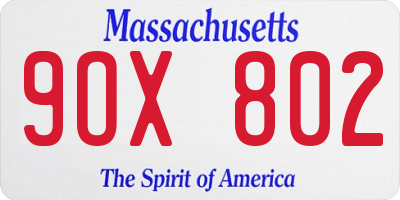 MA license plate 9OX802