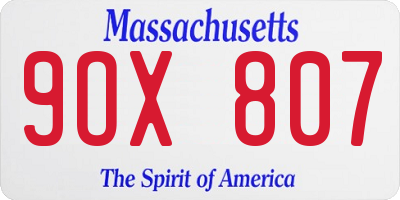 MA license plate 9OX807