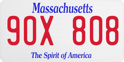 MA license plate 9OX808