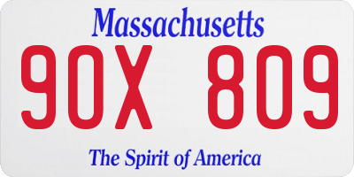 MA license plate 9OX809