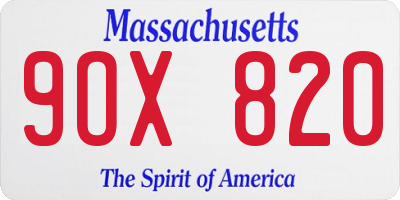MA license plate 9OX820