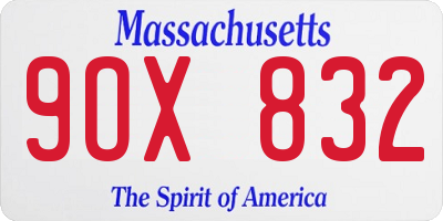 MA license plate 9OX832