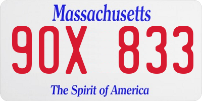 MA license plate 9OX833