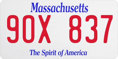 MA license plate 9OX837