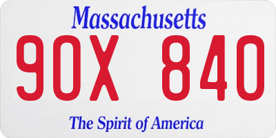 MA license plate 9OX840