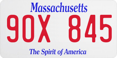 MA license plate 9OX845