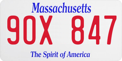 MA license plate 9OX847