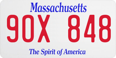 MA license plate 9OX848