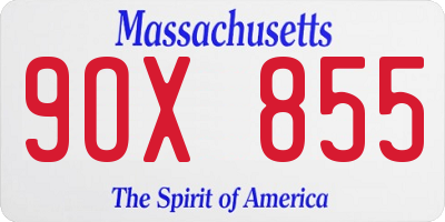 MA license plate 9OX855