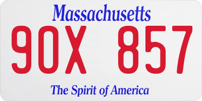 MA license plate 9OX857