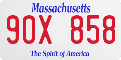 MA license plate 9OX858