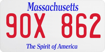 MA license plate 9OX862