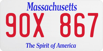 MA license plate 9OX867
