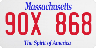 MA license plate 9OX868