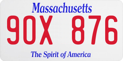 MA license plate 9OX876