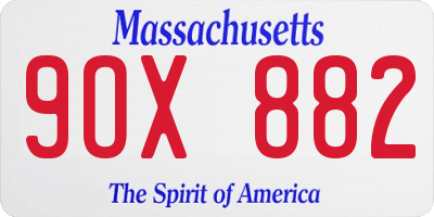 MA license plate 9OX882