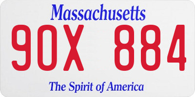 MA license plate 9OX884