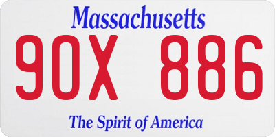 MA license plate 9OX886
