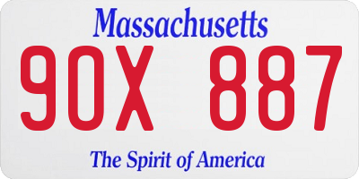 MA license plate 9OX887