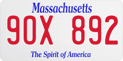 MA license plate 9OX892