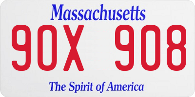 MA license plate 9OX908