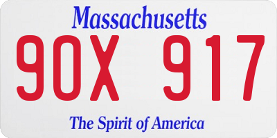 MA license plate 9OX917
