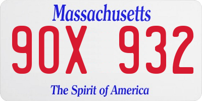 MA license plate 9OX932