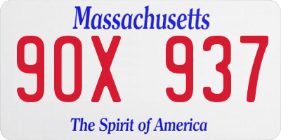 MA license plate 9OX937