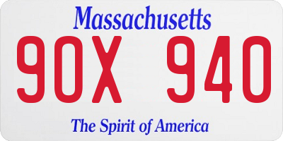 MA license plate 9OX940