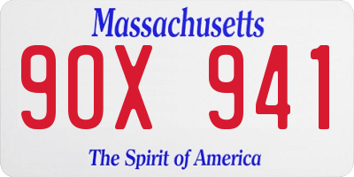 MA license plate 9OX941