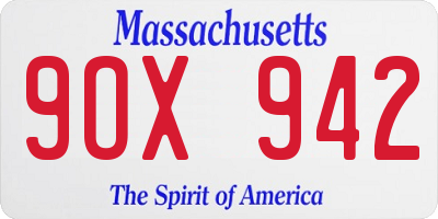 MA license plate 9OX942