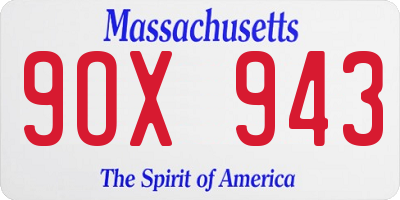 MA license plate 9OX943