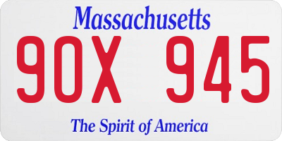 MA license plate 9OX945