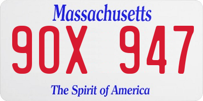 MA license plate 9OX947